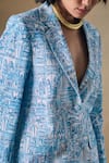 Buy_Pocketful Of Cherrie_Blue Shantoon Hand Drawn Landscape Blazer _Online_at_Aza_Fashions