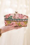 Buy_Soup By Sougat Paul_Pink Embroidery Tamaya Embellished Clutch Bag _at_Aza_Fashions