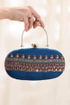 Soup By Sougat Paul Blue Embroidery Orani Embellished Clutch Bag Online at Aza Fashions Soup By Sougat Paul_Blue Embroidery Orani Embellished Clutch Bag _Online_at_Aza_Fashions