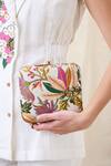 Buy_Soup By Sougat Paul_Blue Embroidery Aarani Embellished Clutch Bag _at_Aza_Fashions