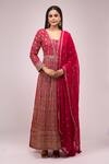 Samyukta Singhania_Pink Georgette Embroidery, Sequins Square Neck Hand Anarkali Set_Online_at_Aza_Fashions