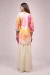 Shop_Samyukta Singhania_White Chinon, Silk Embroidery, Sequins Round Neck Floral Kurta Palazzo Set _at_Aza_Fashions