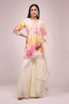 Shop_Samyukta Singhania_White Chinon, Silk Embroidery, Sequins Round Neck Floral Kurta Palazzo Set _Online_at_Aza_Fashions