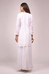 Shop_Samyukta Singhania_White Chinon, Silk Embroidery, Sequins Round Neck Kurta Palazzo Set _at_Aza_Fashions