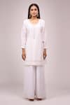 Buy_Samyukta Singhania_White Chinon, Silk Embroidery, Sequins Round Neck Kurta Palazzo Set _Online_at_Aza_Fashions