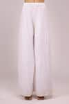 Samyukta Singhania_White Chinon, Silk Embroidery, Sequins Round Neck Kurta Palazzo Set _at_Aza_Fashions
