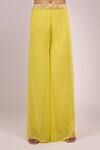 Buy_Samyukta Singhania_Yellow Georgette Sequins, Embroidery Square , Open Blouse And Palazzo Set_Online_at_Aza_Fashions