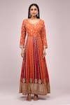 Shop Samyukta Singhania Orange Georgette Embroidery, Sequins Round Neck And Pink Anarkali Set Online at Aza Fashions Shop_Samyukta Singhania_Orange Georgette Embroidery, Sequins Round Neck And Pink Anarkali Set _Online_at_Aza_Fashions