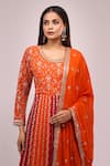 Samyukta Singhania Orange Georgette Embroidery, Sequins Round Neck And Pink Anarkali Set at Aza Fashions Samyukta Singhania_Orange Georgette Embroidery, Sequins Round Neck And Pink Anarkali Set _at_Aza_Fashions