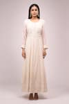 Shop_Samyukta Singhania_Off White Georgette Embroidery, Sequins Round Neck Anarkali Set _Online_at_Aza_Fashions