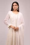 Samyukta Singhania_Off White Georgette Embroidery, Sequins Round Neck Anarkali Set _at_Aza_Fashions