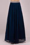 Samyukta Singhania_Blue Georgette Embroidery, Sequins V-neck Hand Anarkali Set _Online_at_Aza_Fashions