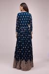 Shop_Samyukta Singhania_Blue Georgette Embroidery, Sequins V-neck Hand Anarkali Set _at_Aza_Fashions