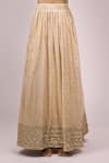 Samyukta Singhania_Beige Jacquard, Silk Sequins, Embroidery V-neck Lehenga Set With Dupatta _at_Aza_Fashions