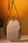 Shop_Be Chic_Ivory Embroidery, Tassels Heer Potli Bag _at_Aza_Fashions
