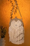 Buy_Be Chic_Ivory Embroidery, Tassels Heer Potli Bag _at_Aza_Fashions