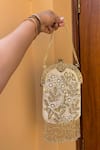 Buy_Be Chic_Gold Embroidery, Pearls Designer Sitara Tassel Potli Bag _at_Aza_Fashions