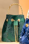 Buy_Be Chic_Green Emerald Designer Bucket Bag _Online_at_Aza_Fashions
