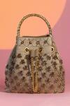 Buy_Be Chic_Gold Beads, Chains Designer Bucket Bag _at_Aza_Fashions