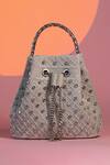 Buy_Be Chic_Silver Crystals Bucket Bag _at_Aza_Fashions