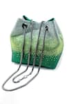 Shop_Be Chic_Green Rhinestones Glory Designer Potli _at_Aza_Fashions