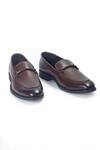 Buy_Domani_Brown Italian Cut Knot Buckle Slipons _at_Aza_Fashions