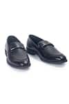 Buy_Domani_Black Italian Cut Knot Buckle Slipons _at_Aza_Fashions