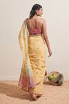 Shop_Dressfolk_Yellow Cotton Embroidery Handwoven Saree With Blouse Piece _at_Aza_Fashions