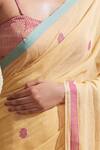 Shop_Dressfolk_Yellow Cotton Embroidery Handwoven Saree With Blouse Piece _Online_at_Aza_Fashions