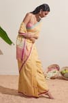 Dressfolk_Yellow Cotton Embroidery Handwoven Saree With Blouse Piece _at_Aza_Fashions