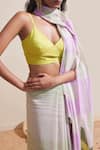 Dressfolk_Green Cotton And Purple Handwoven Saree _Online_at_Aza_Fashions