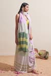 Buy_Dressfolk_Green Cotton And Purple Handwoven Saree _Online_at_Aza_Fashions