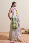 Shop_Dressfolk_Green Cotton And Purple Handwoven Saree _Online_at_Aza_Fashions