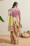 Shop_Dressfolk_Purple Cotton And Lime Green Striped Saree _at_Aza_Fashions