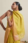 Shop_Dressfolk_Yellow Cotton And Pink Designer Saree _Online_at_Aza_Fashions