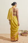 Shop_Dressfolk_Yellow Cotton And Pink Designer Saree _at_Aza_Fashions