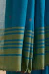 Buy_Dressfolk_Blue Cotton Handwoven Designer Saree Set _Online_at_Aza_Fashions