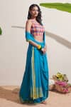 Buy_Dressfolk_Blue Cotton Handwoven Designer Saree Set 
