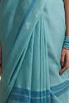 Shop_Dressfolk_Blue Cotton Embroidery Handwoven Designer Saree _Online_at_Aza_Fashions
