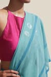 Dressfolk_Blue Cotton Embroidery Handwoven Designer Saree _at_Aza_Fashions