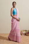 Buy_Dressfolk_Pink Cotton Striped Saree _Online_at_Aza_Fashions