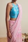 Buy_Dressfolk_Pink Cotton Striped Saree 