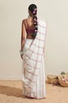 Shop_Dressfolk_White Linen Embroidery Floral Saree Set _at_Aza_Fashions
