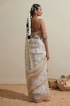 Shop_Dressfolk_Ivory Organza Embroidery Floral Saree With Blouse _at_Aza_Fashions