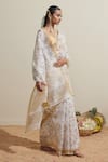 Shop_Dressfolk_Ivory Organza Embroidery Floral Saree With Blouse _Online_at_Aza_Fashions