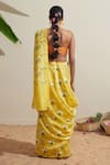 Shop_Dressfolk_Yellow Chanderi Floral Saree _at_Aza_Fashions