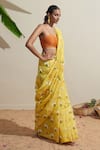 Dressfolk_Yellow Chanderi Floral Saree _Online_at_Aza_Fashions