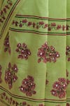 Dressfolk_Green Chanderi Embroidery Floral Saree _Online_at_Aza_Fashions