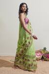 Buy_Dressfolk_Green Chanderi Embroidery Floral Saree _Online_at_Aza_Fashions