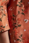 Buy_Dressfolk_Orange Chanderi Embroidery V-neck Floral Kurta Pant Set 